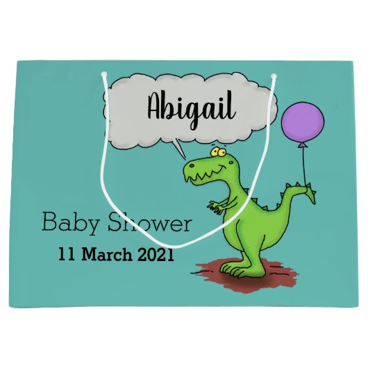 Lekkende groene, grappige drakendraak-cartoon groot cadeauzakje (Voorkant)