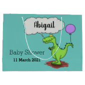 Lekkende groene, grappige drakendraak-cartoon groot cadeauzakje (Achterkant)