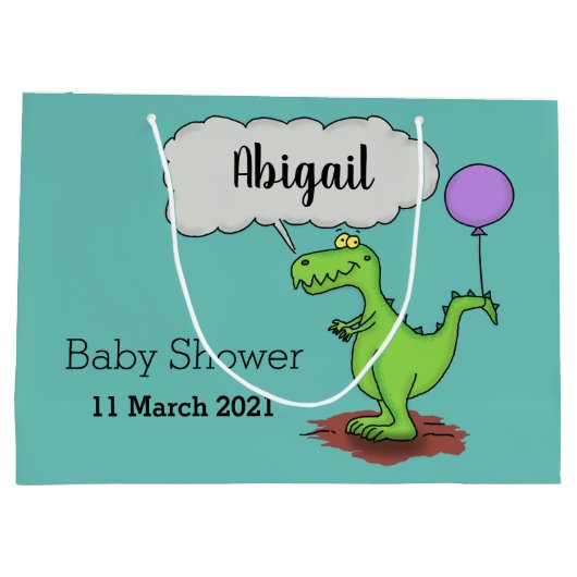 Lekkende groene, grappige drakendraak-cartoon groot cadeauzakje (Achterkant)