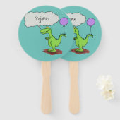 Lekkende groene, grappige drakendraak-cartoon handwaaier (Voorkant en achterkant)