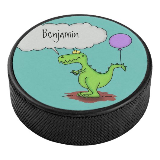 Lekkende groene, grappige drakendraak-cartoon hockey puck (3/4)