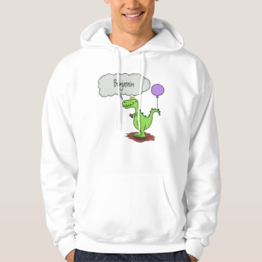 Lekkende groene, grappige drakendraak-cartoon hoodie (Voorkant)