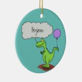 Lekkende groene, grappige drakendraak-cartoon keramisch ornament (Rechts)