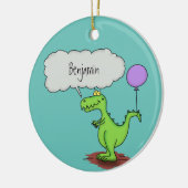 Lekkende groene, grappige drakendraak-cartoon keramisch ornament (Links)