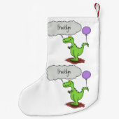 Lekkende groene, grappige drakendraak-cartoon kleine kerstsok (Achterkant)