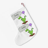 Lekkende groene, grappige drakendraak-cartoon kleine kerstsok (Achterkant (Hangend))