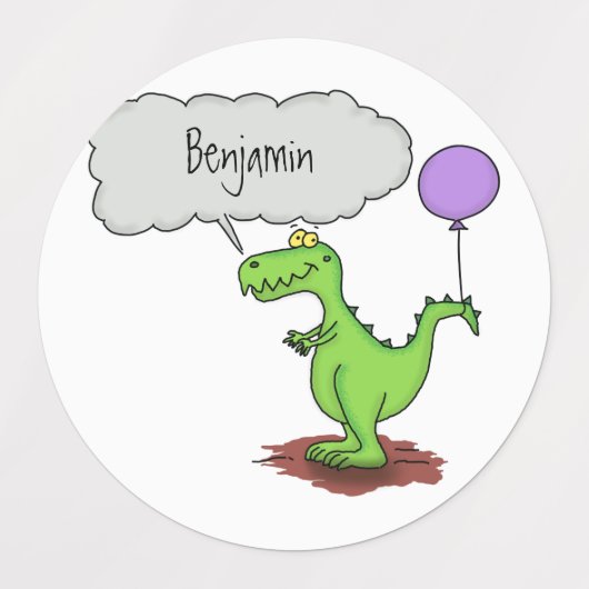 Lekkende groene, grappige drakendraak-cartoon labels (Design 1)