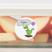 Lekkende groene, grappige drakendraak-cartoon labels (Aangebracht)