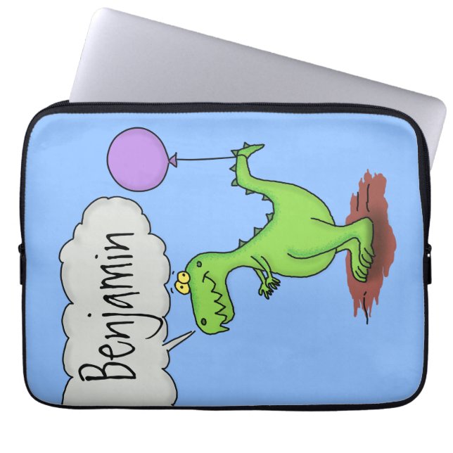 Lekkende groene, grappige drakendraak-cartoon laptop sleeve (Voorkant)