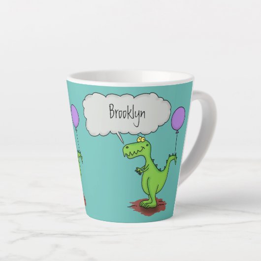 Lekkende groene, grappige drakendraak-cartoon latte mok (Rechterhoek)