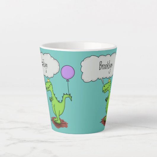 Lekkende groene, grappige drakendraak-cartoon latte mok (Voorkant)