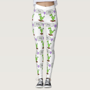 Lekkende groene, grappige drakendraak-cartoon leggings