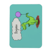 Lekkende groene, grappige drakendraak-cartoon magneet (Verticaal)