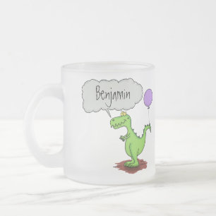 Lekkende groene, grappige drakendraak-cartoon matglas koffiemok