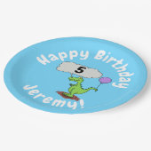 Lekkende groene, grappige drakendraak-cartoon papieren bordje (Gekanteld)