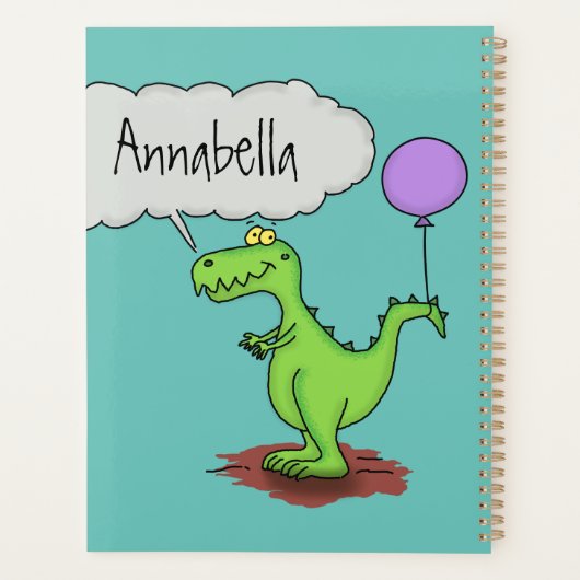 Lekkende groene, grappige drakendraak-cartoon planner (Achterkant)