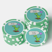 Lekkende groene, grappige drakendraak-cartoon poker chips (Opstapeling)