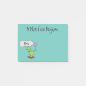Lekkende groene, grappige drakendraak-cartoon post-it® notes (Voorkant)