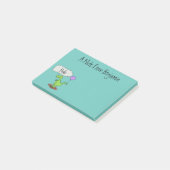 Lekkende groene, grappige drakendraak-cartoon post-it® notes (Schuin)