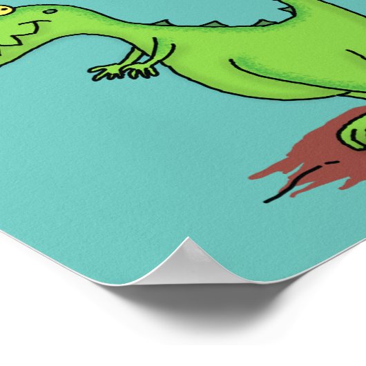 Lekkende groene, grappige drakendraak-cartoon poster (Hoek)