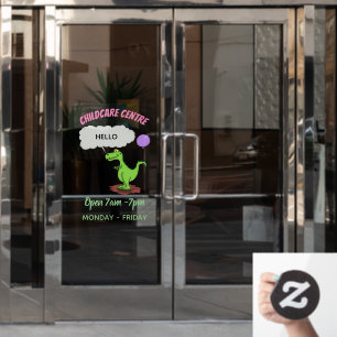 Lekkende groene, grappige drakendraak-cartoon raamsticker