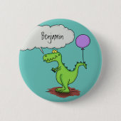 Lekkende groene, grappige drakendraak-cartoon ronde button 5,7 cm (Voorkant)