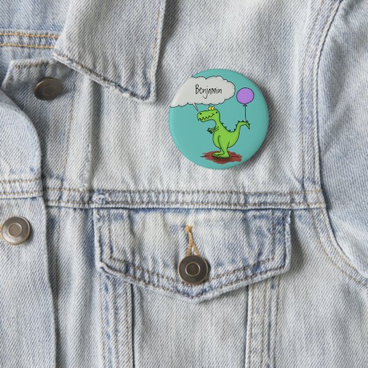 Lekkende groene, grappige drakendraak-cartoon ronde button 5,7 cm (In situ)