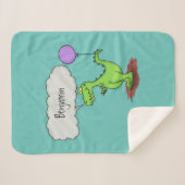 Lekkende groene, grappige drakendraak-cartoon sherpa deken (Voorkant (horizontaal))