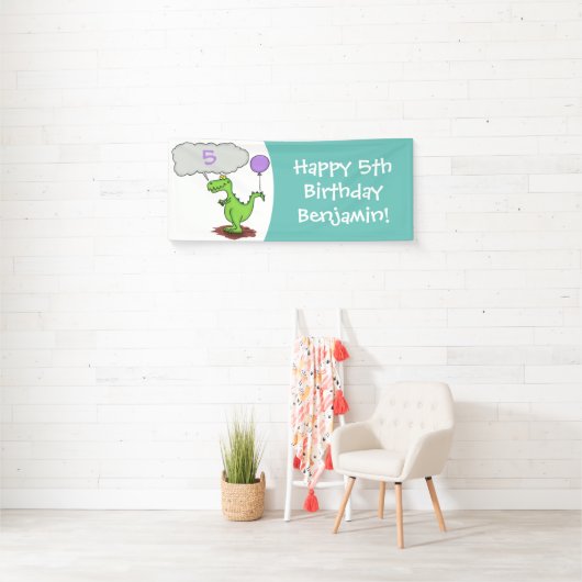 Lekkende groene, grappige drakendraak-cartoon spandoek (Insitu)