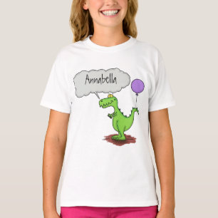 Lekkende groene, grappige drakendraak-cartoon t-shirt