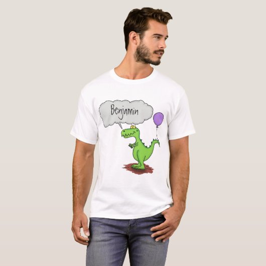 Lekkende groene, grappige drakendraak-cartoon t-shirt (Voorkant volledig)