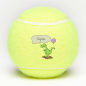 Lekkende groene, grappige drakendraak-cartoon tennisballen (Achterkant)