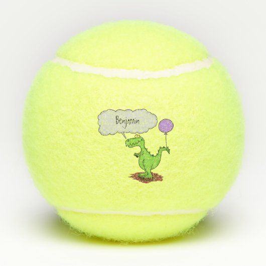 Lekkende groene, grappige drakendraak-cartoon tennisballen (Achterkant)