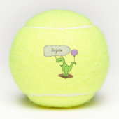 Lekkende groene, grappige drakendraak-cartoon tennisballen (Voorkant)