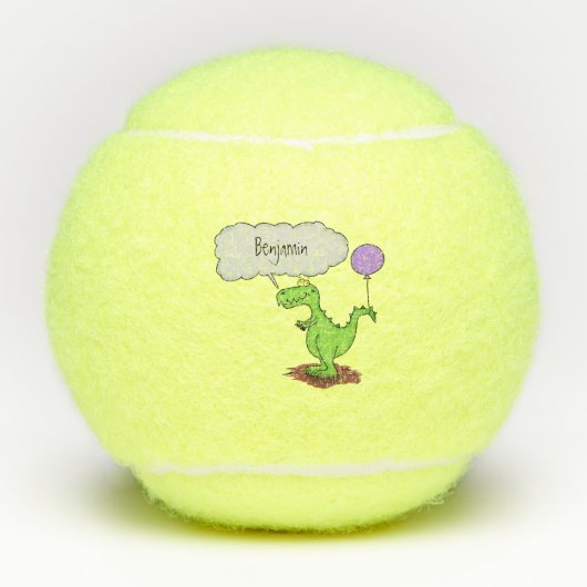 Lekkende groene, grappige drakendraak-cartoon tennisballen (Voorkant)