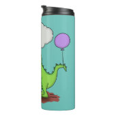 Lekkende groene, grappige drakendraak-cartoon thermosbeker (Geroteerd rechts)