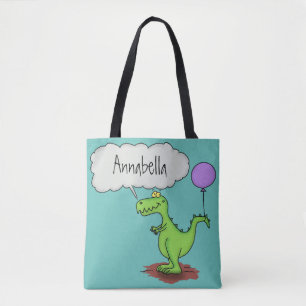 Lekkende groene, grappige drakendraak-cartoon tote bag