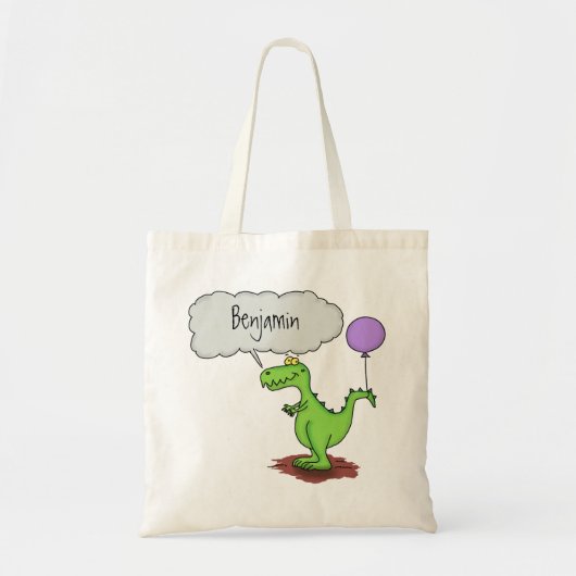 Lekkende groene, grappige drakendraak-cartoon tote bag (Voorkant)