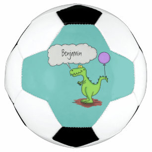 Lekkende groene, grappige drakendraak-cartoon voetbal