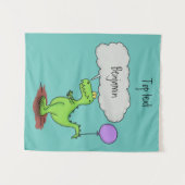 Lekkende groene, grappige drakendraak-cartoon wandkleed (Voorkant (horizontaal))