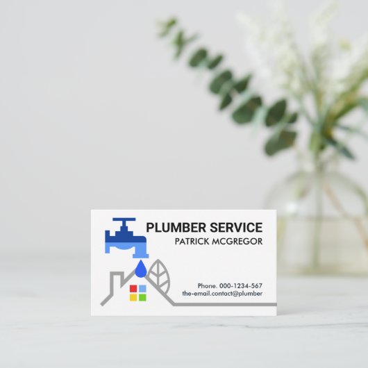 Lekkende kraan op thuissanitair visitekaartje (Staand voorkant)