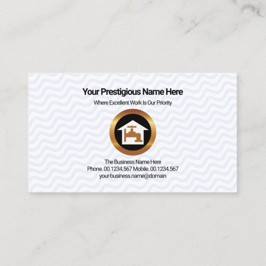 Lekkende leidingleiding (Blue Wavy Water Pipe Fitt Visitekaartje (Achterkant)