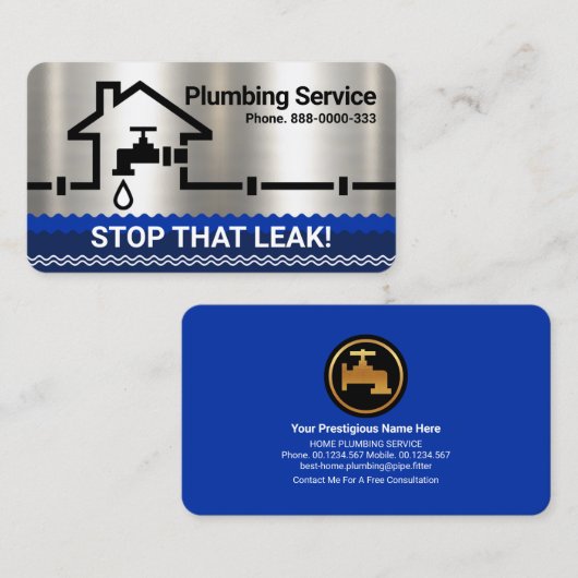 Lekkende Silver Home Pipeline Visitekaartje (Voorkant / Achterkant)