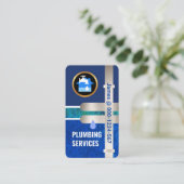 Lekkende waterpijpen Stijgend Blauw Overstromingsw Visitekaartje (Staand voorkant)