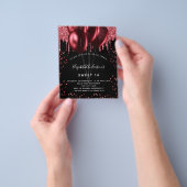 Lekker 16 zwarte rode glitter-budgetuitnodiging flyer (Hand)