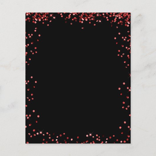 Lekker 16 zwarte rode glitter-budgetuitnodiging flyer (Achterkant)