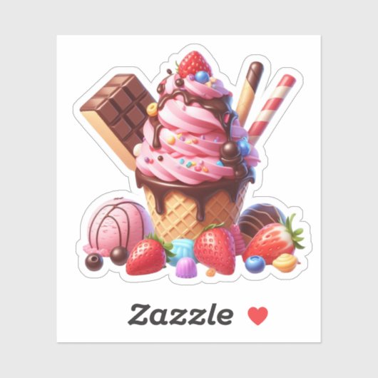 lekker aardbeienijs sticker (Vel)