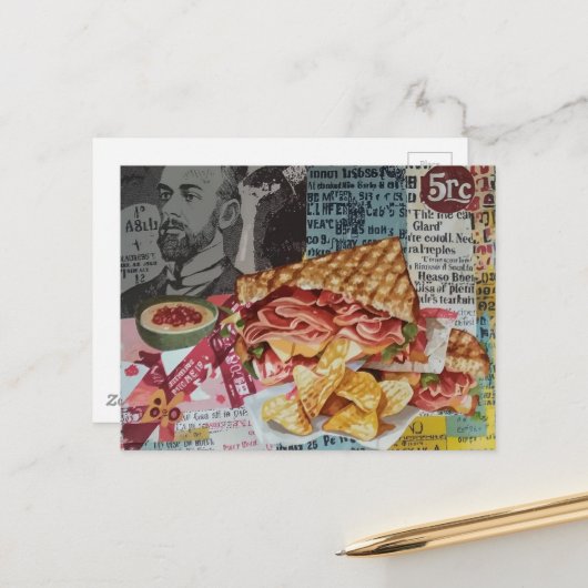 lekker broodje en chips junk journal collage briefkaart (Voorkant / Achterkant in situ)