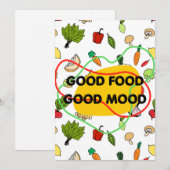 Lekker eten, vrolijk ontwerp, leuk eten kaart (Voorkant / Achterkant)