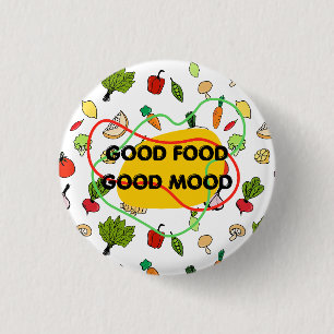 Lekker eten, vrolijk ontwerp, leuk eten ronde button 3,2 cm